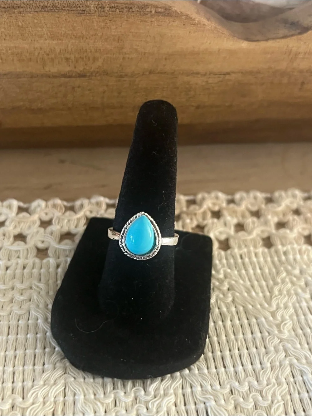 Fashion Teardrop Turquoise Ring - Blue size 6